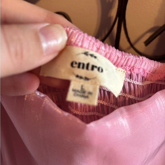 Bubble gum pink shimmer mini dress. - Picture 3 of 5